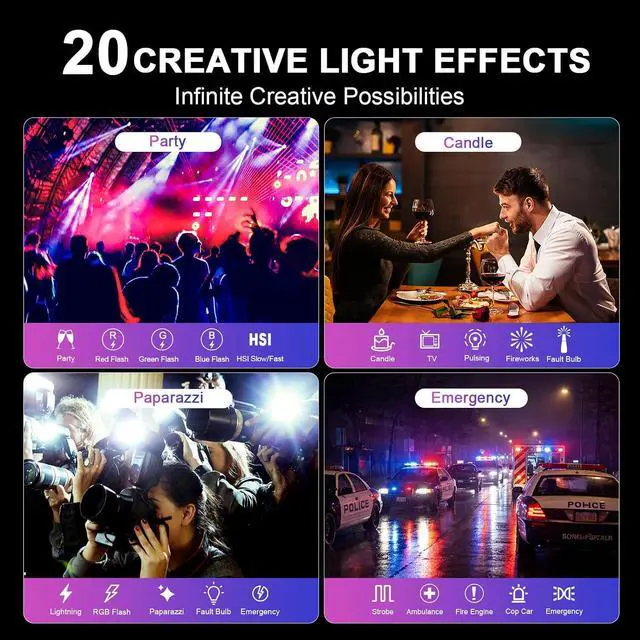 Alt view image 4 of 7 - Magnetic RGB Light Wand, Handheld LED Video Light Stick with Diffuser, 18009000K CCT & 360° Full Color, CRI95+, 20 Effects, Type-C Rechargeable Tube Light for TikTok YouTube Vlog Live Streaming