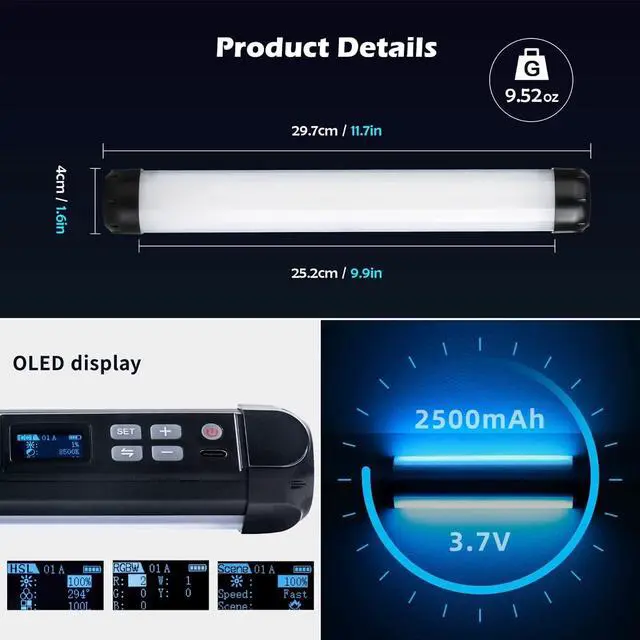Alt view image 5 of 7 - Handheld Light Wand, K21 RGB Light Stick Tube, APP Control 2500K-8500K LED Light Stick Wand for Night Light Painting Photography Video Tiktok Vlog YouTube