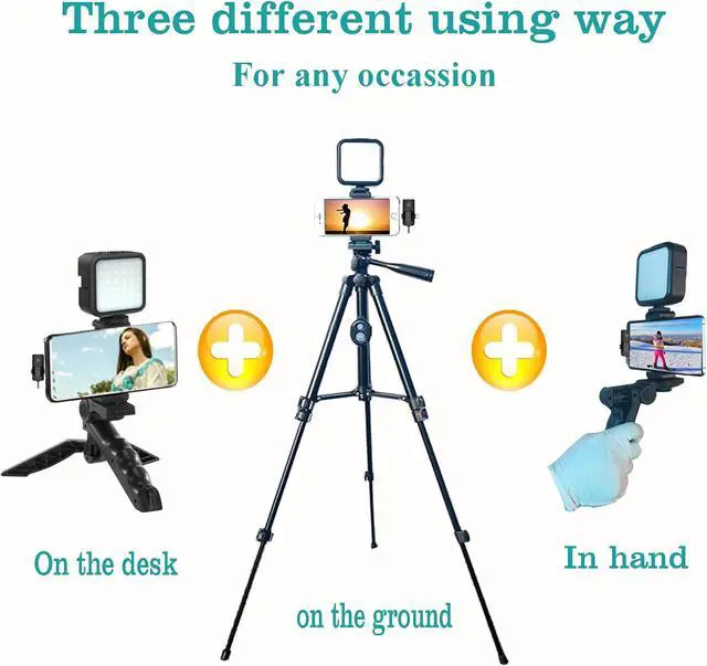 Alt view image 7 of 7 - for iPhone Vlogging Kit, Vlogging Kit for Andriod Phone with Two Tripods RGB Light Lavalier Microphone Remote for YouTube Tiktok Content Creator