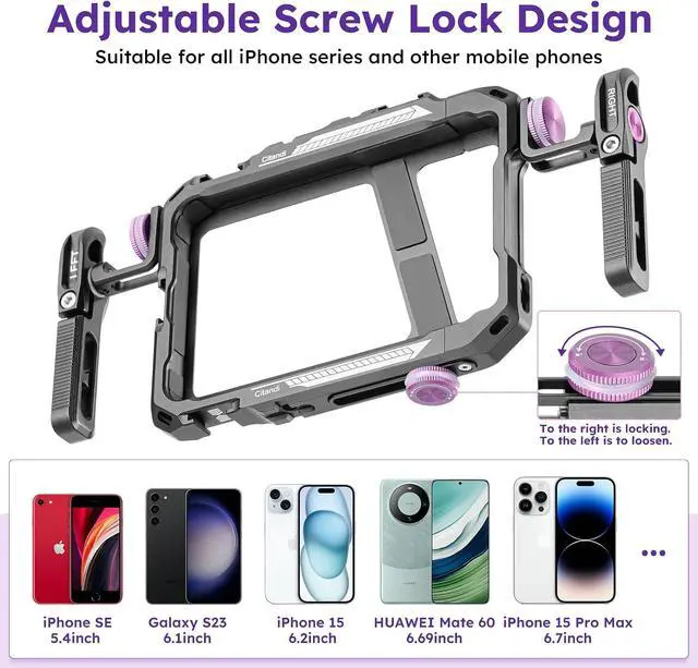 Alt view image 2 of 7 - Universal Smartphone Filmmaking Stabilizer, Phone Cage for Vlogging and Videography, Compatible with Most Smartphones