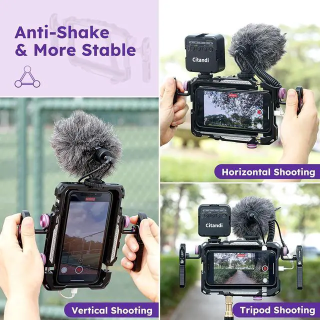 Alt view image 3 of 7 - Universal Smartphone Filmmaking Stabilizer, Phone Cage for Vlogging and Videography, Compatible with Most Smartphones