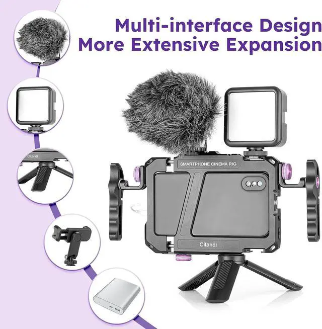 Alt view image 5 of 7 - Universal Smartphone Filmmaking Stabilizer, Phone Cage for Vlogging and Videography, Compatible with Most Smartphones