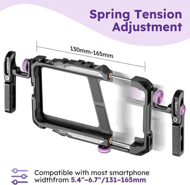 Alt view image 7 of 7 - Universal Smartphone Filmmaking Stabilizer, Phone Cage for Vlogging and Videography, Compatible with Most Smartphones