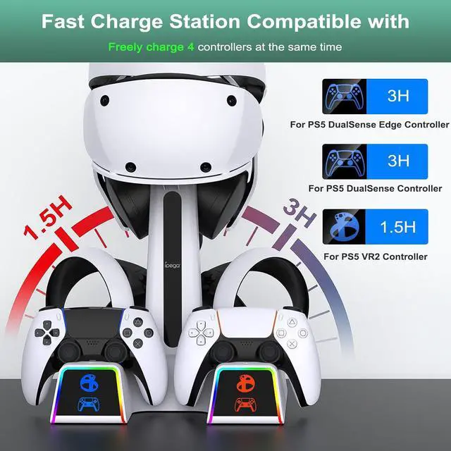 Alt view image 2 of 7 - RGB Charging Station for PS VR2 / PS5 / PS5 with 10 Led Light