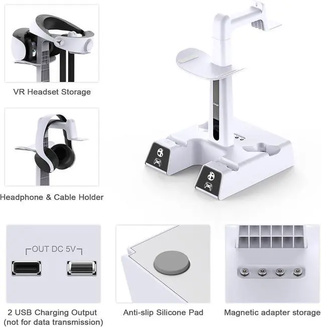 Alt view image 6 of 7 - RGB Charging Station for PS VR2 / PS5 / PS5 with 10 Led Light