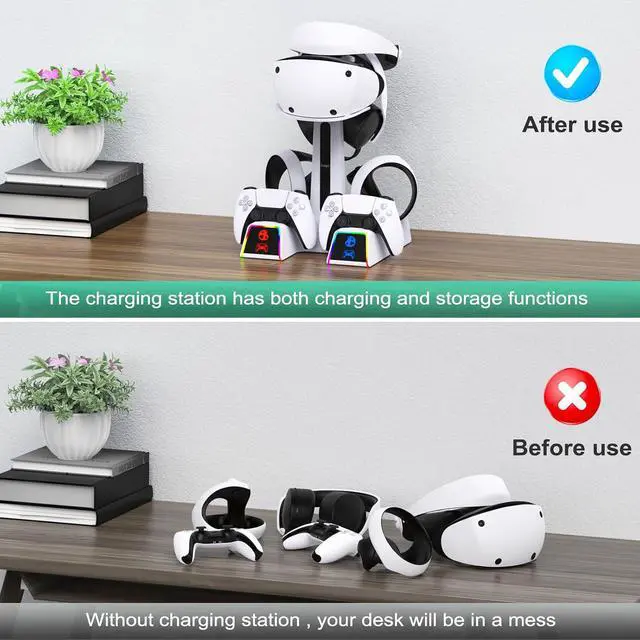 Alt view image 7 of 7 - RGB Charging Station for PS VR2 / PS5 / PS5 with 10 Led Light