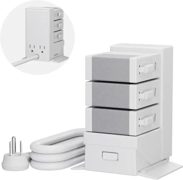 Main image of ModDock 3 Desktop Modular Charging Station for Nightstand, 120W Retractable Phone Charger Station with 3 Type-C Charger Blocks, 8-in-1 USB Charging Hub with 33.5in Cable for Multiple Devices, White