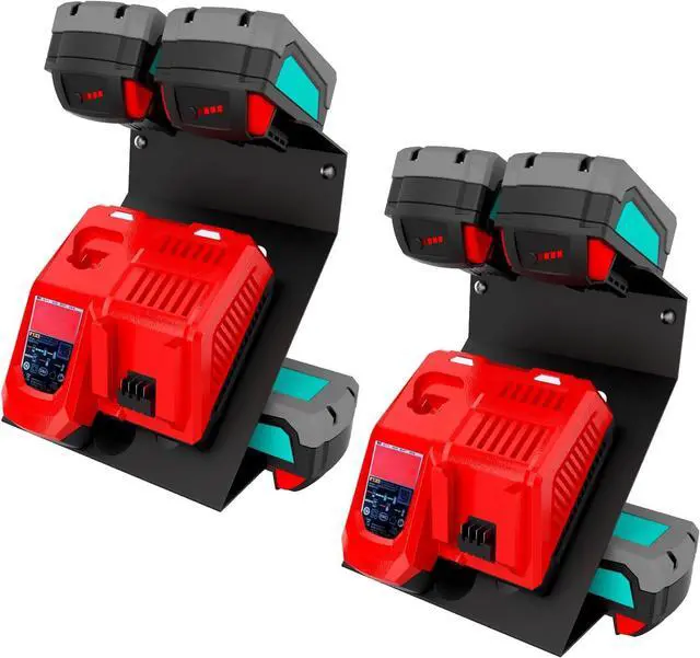 Main image of 2-Pack Wall Mount for Milwaukee M18 Battery and M12-18 C/FC Charger