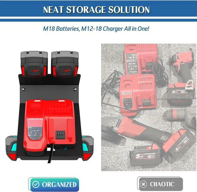 Alt view image 4 of 7 - 2-Pack Wall Mount for Milwaukee M18 Battery and M12-18 C/FC Charger
