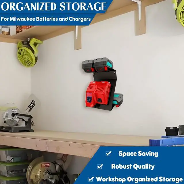 Alt view image 7 of 7 - 2-Pack Wall Mount for Milwaukee M18 Battery and M12-18 C/FC Charger