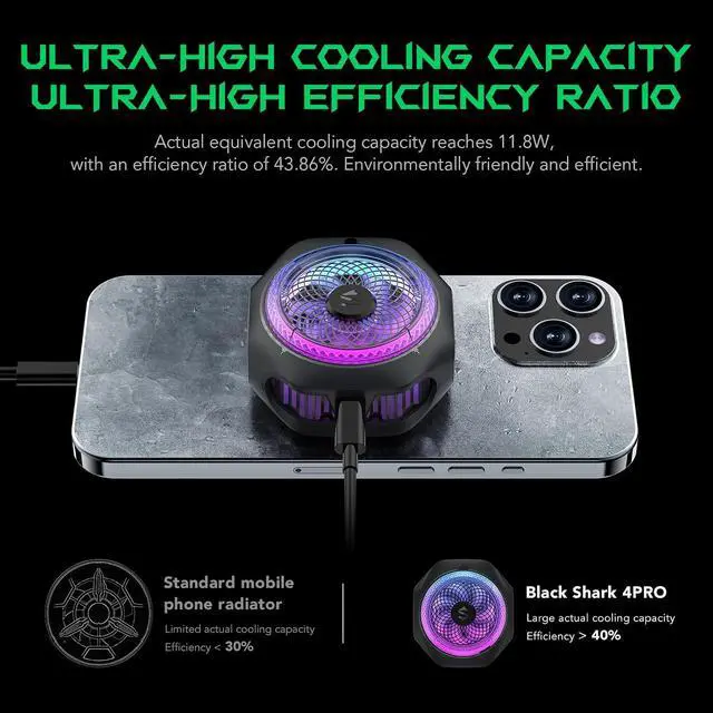 Alt view image 4 of 7 - Magnetic Cell Phone Cooler 4Pro, Portable RGB Cooling Fan, Cellphone Radiator with Removable Grip, App-Controlled Smart Temperature Control for iPhone MagSafe Series/Android/Tablet/iPad