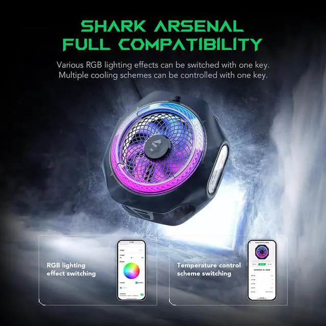 Alt view image 5 of 7 - Magnetic Cell Phone Cooler 4Pro, Portable RGB Cooling Fan, Cellphone Radiator with Removable Grip, App-Controlled Smart Temperature Control for iPhone MagSafe Series/Android/Tablet/iPad