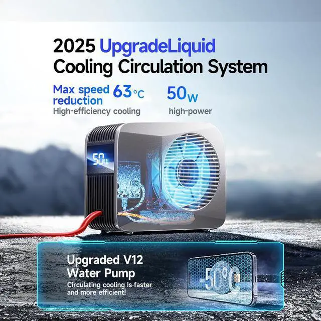 Alt view image 6 of 7 - 50W Magnetic Liquid-Cooled Phone Cooler for Gaming Live Streaming, 2.1M Extra Long Red Cable, 31dB Low Noise RGB Radiator for MagSafe iPhone Android iPad Tablet, Gray