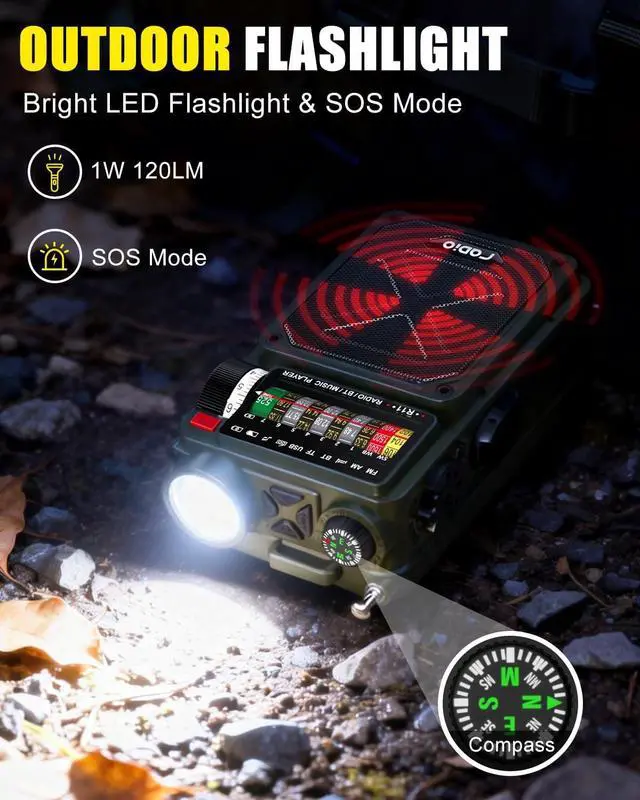 Alt view image 4 of 7 - Emergency Radio Hand Crank Solar - NOAA/AM/FM Shortwave Radio for Camping