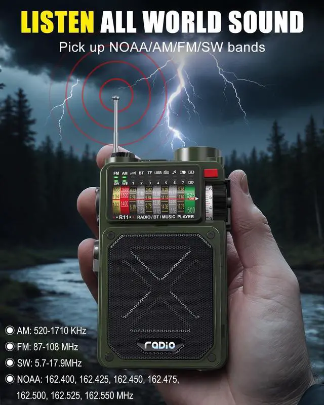 Alt view image 2 of 7 - Emergency Radio Hand Crank Solar - NOAA/AM/FM Shortwave Radio for Camping