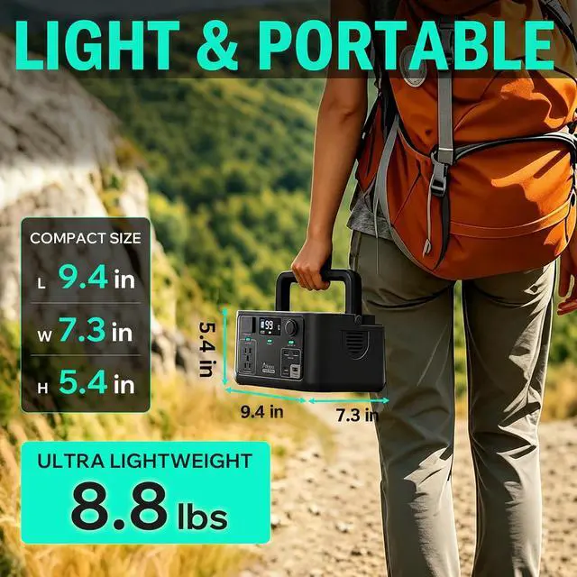 Alt view image 5 of 7 - Portable Power Station 300W, 600W Peak Solar Generator 192Wh