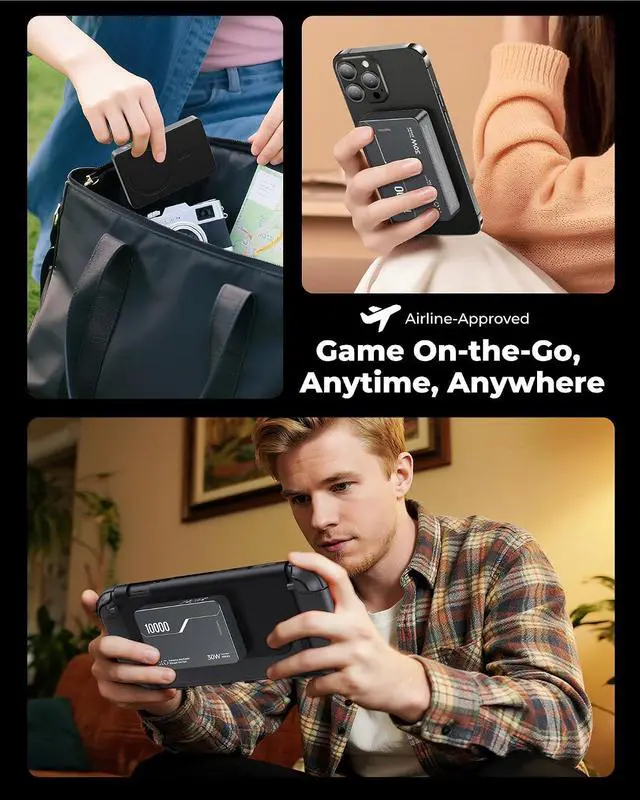 Alt view image 7 of 7 - Magnetic Power Bank 10000mAh for Nintendo Switch 2, +3.5-8H Playtime