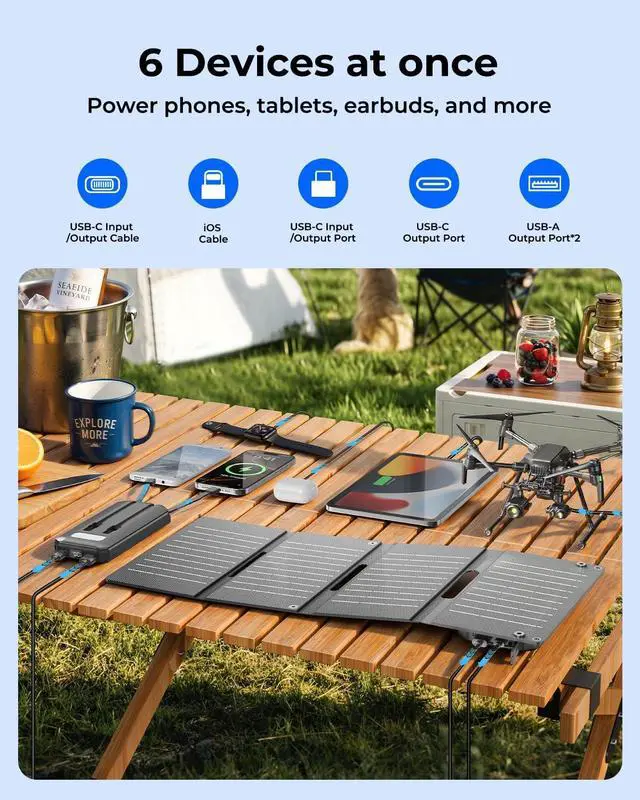 Alt view image 3 of 7 - 2-in-1 Solar Charger Power Bank, 15W Portable Solar Panel