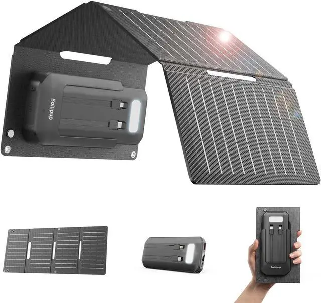 Main image of 2-in-1 Solar Charger Power Bank, 15W Portable Solar Panel