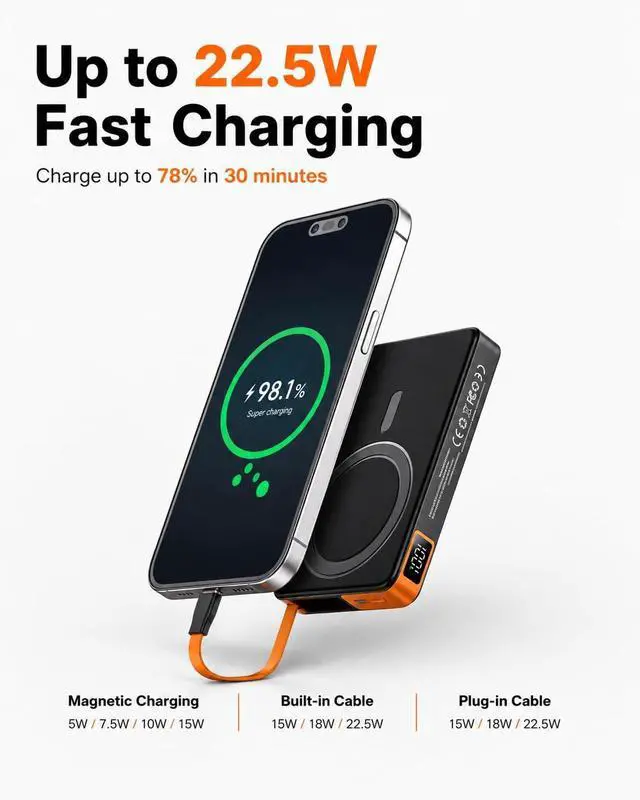 Alt view image 3 of 7 - for Magsafe Power Bank iPhone, Magnetic Portable Charger 10000mAh