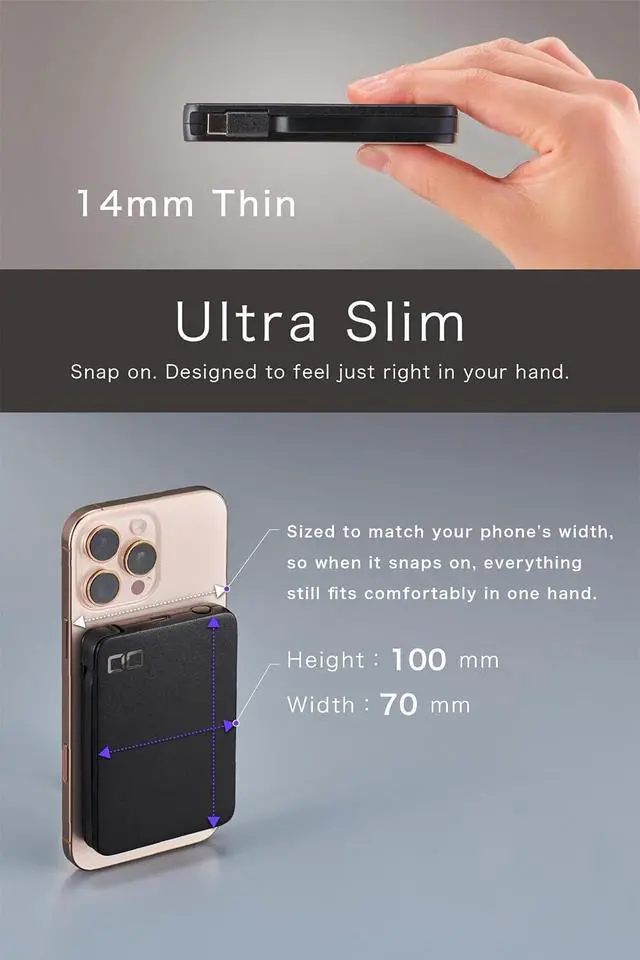 Alt view image 4 of 7 - SMARTCOBY EX04 5000mAh Power Bank with Built-in USB-C Cable (Black)