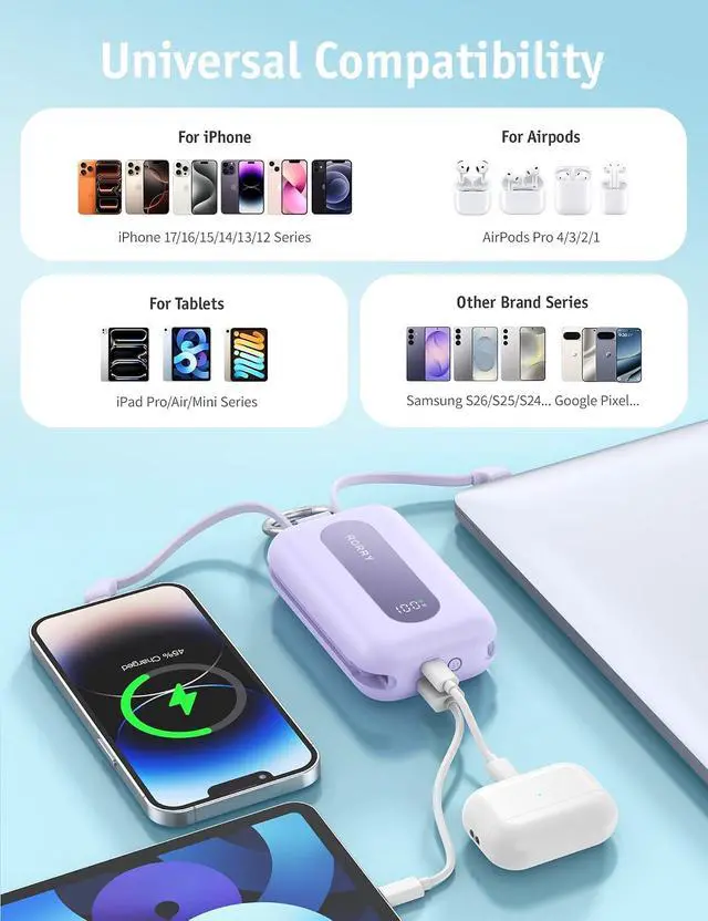 Alt view image 6 of 7 - CharmGo Portable Charger 20000mAh 30W Power Bank 4 in 1 Battery Pack