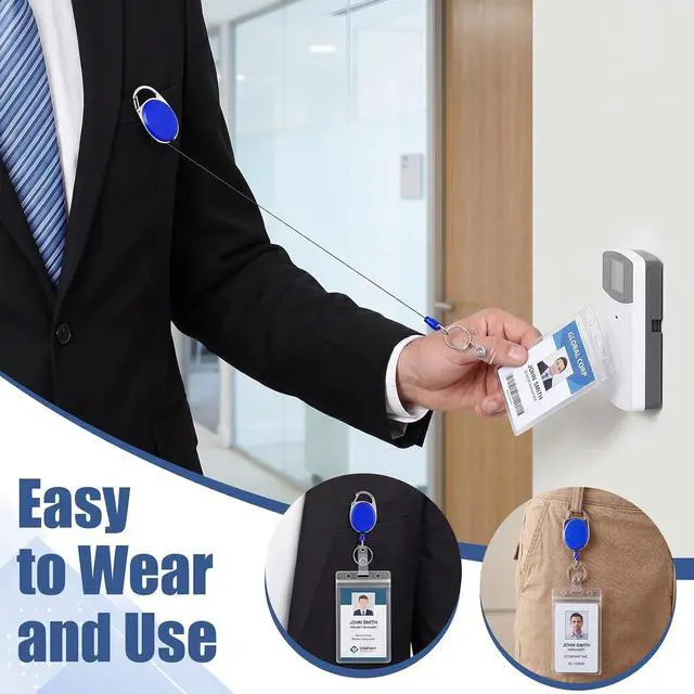 Alt view image 4 of 6 - 60 Pack Retractable Badge Holder Reels,Vertical,Blue