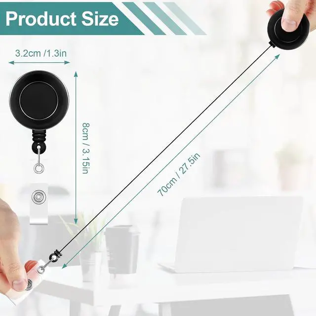 Alt view image 2 of 7 - 100 Pack Retractable Badge Reel Clips with 100 Pack Vertical ID Card Holders Retractable Badge Holders with Clip ID Badge Clips with Name Card Holder for Nurses Office School,Black