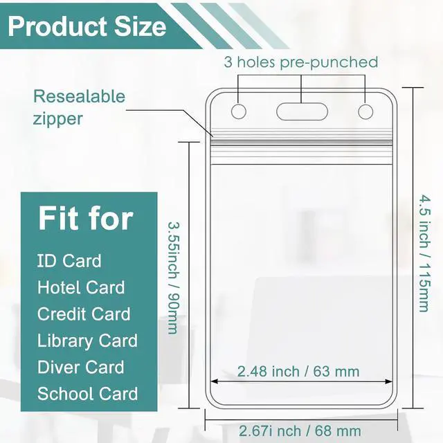 Alt view image 3 of 7 - 100 Pack Retractable Badge Reel Clips with 100 Pack Vertical ID Card Holders Retractable Badge Holders with Clip ID Badge Clips with Name Card Holder for Nurses Office School,Black