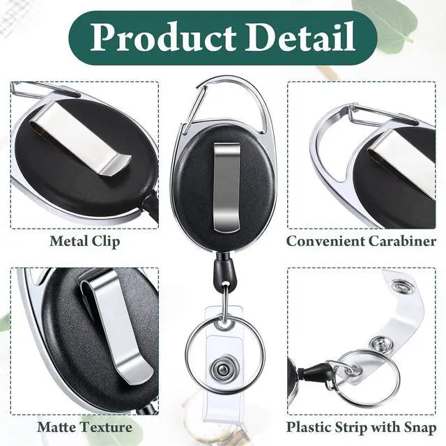 Alt view image 3 of 6 - 50 Pcs Retractable Badge Reels Holders with Clip, Black