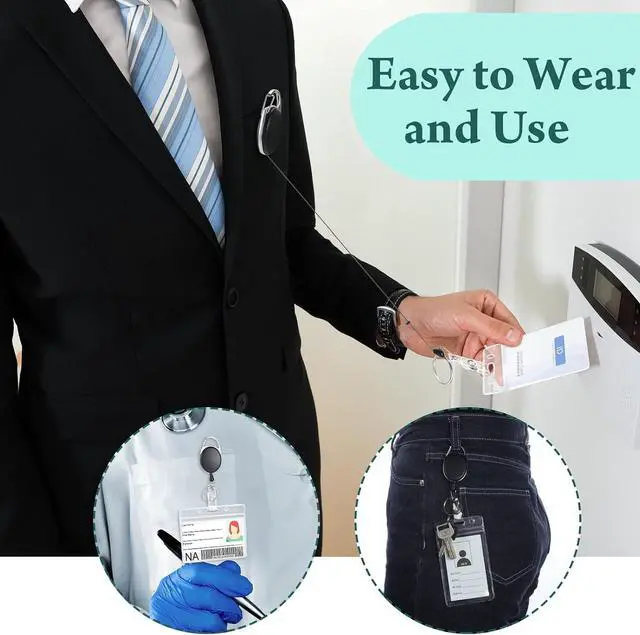 Alt view image 5 of 6 - 50 Pcs Retractable Badge Reels Holders with Clip, Black