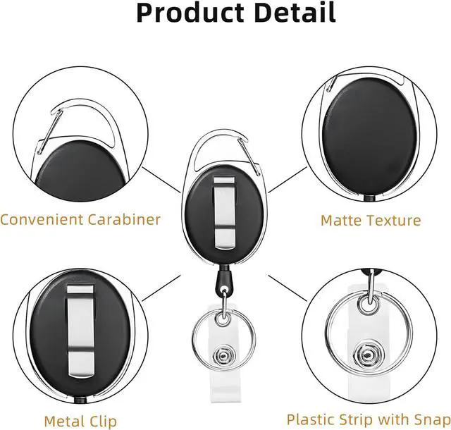 Alt view image 3 of 6 - 72 Pack Badge Reels Retractable Badge Holders with Clip Key Ring Name ID Badge Clips Keychain for Nurse Doctor Employee Worker, Black