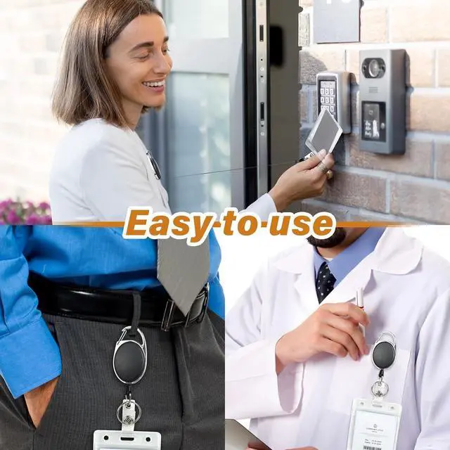 Alt view image 5 of 6 - 72 Pack Badge Reels Retractable Badge Holders with Clip Key Ring Name ID Badge Clips Keychain for Nurse Doctor Employee Worker, Black
