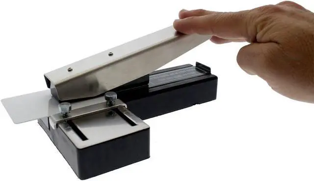 Alt view image 3 of 6 - Heavy Duty Stapler Style ID Badge Slot Hole Punch (Rectangle) - with Adjustable Guides and Non-Skid Base for PVC & Plastic and Laminated Paper Cards by