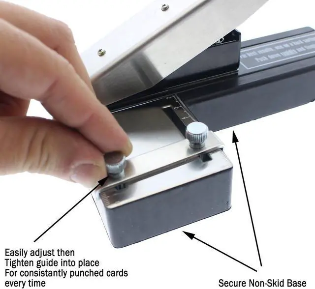 Alt view image 6 of 6 - Heavy Duty Stapler Style ID Badge Slot Hole Punch (Rectangle) - with Adjustable Guides and Non-Skid Base for PVC & Plastic and Laminated Paper Cards by