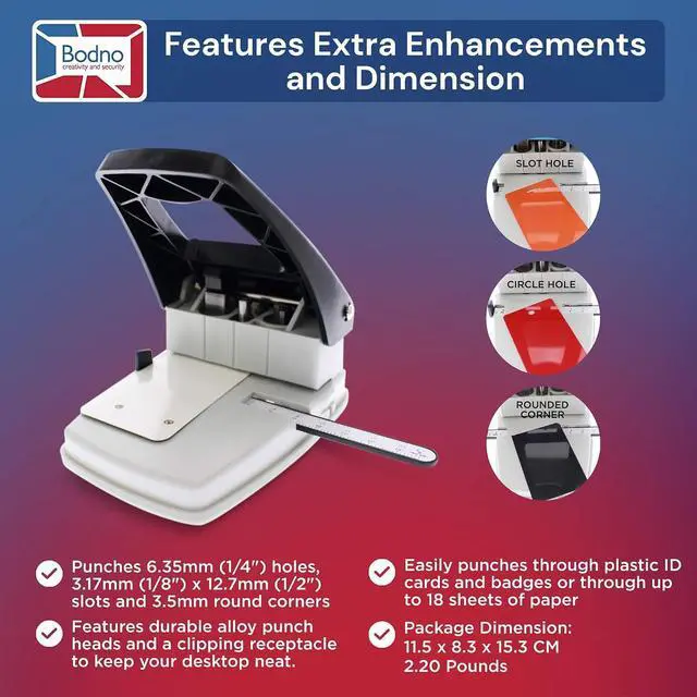 Alt view image 5 of 7 - 3-in-1 ID Badge Slot Punch for ID Cards (Works with All PVC Cards and ID Card Printers) (Black, 3 in One)