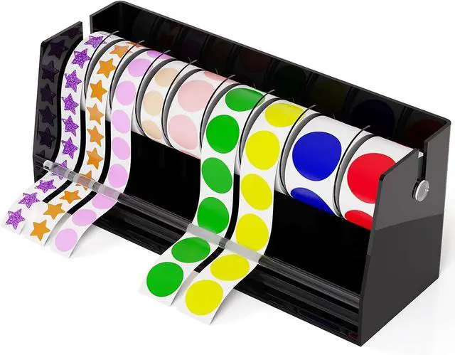 Main image of Sticker Dispenser Adjustable Label Roll Holder 8 Divider Disks