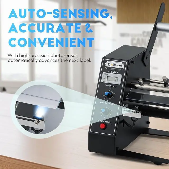 Alt view image 2 of 7 - Automatic Label Dispenser Sticker Roll Dispenser for Logistics Office Home, 1-8m/min Speed Adjustable, Length 0.12-5.9" Width 0.16-5.5", Auto Sensing&Counting, Max Roll Dia. 9.8"