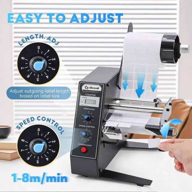Alt view image 3 of 7 - Automatic Label Dispenser Sticker Roll Dispenser for Logistics Office Home, 1-8m/min Speed Adjustable, Length 0.12-5.9" Width 0.16-5.5", Auto Sensing&Counting, Max Roll Dia. 9.8"