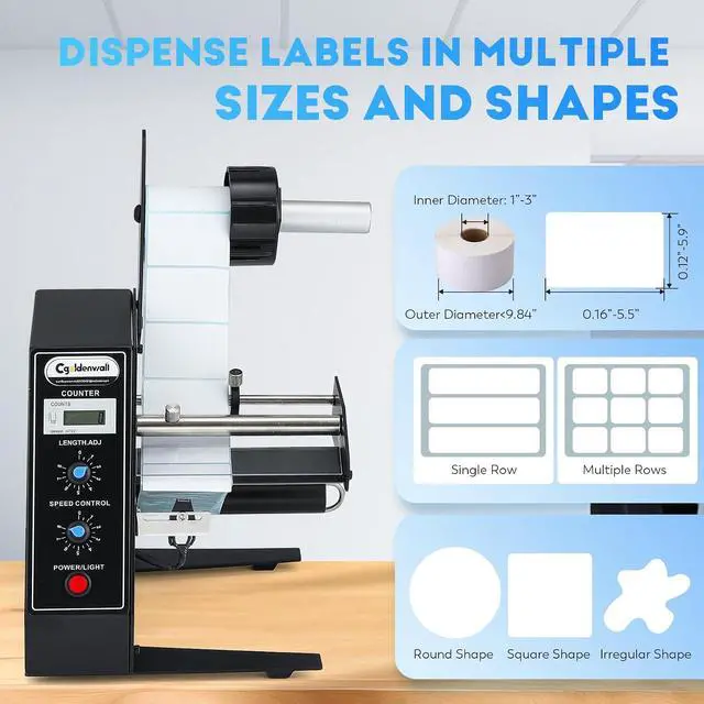 Alt view image 5 of 7 - Automatic Label Dispenser Sticker Roll Dispenser for Logistics Office Home, 1-8m/min Speed Adjustable, Length 0.12-5.9" Width 0.16-5.5", Auto Sensing&Counting, Max Roll Dia. 9.8"