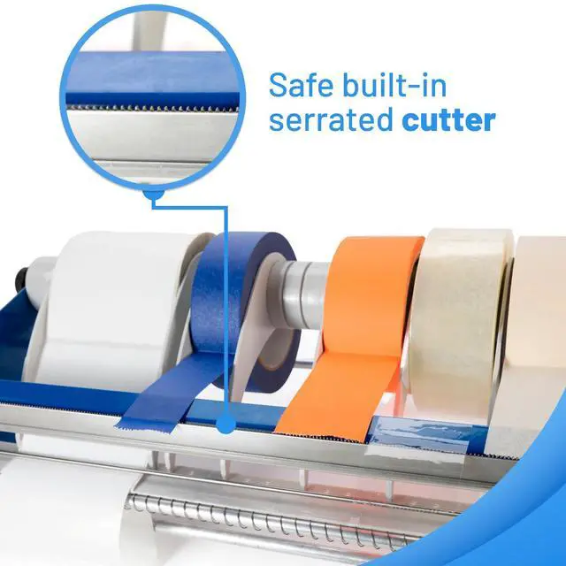 Alt view image 4 of 7 - 18" Manual Label and Tape Dispenser, 2" and Up Core Size, Adjustable Roll Width - Tabletop & Wall-Mounted Multi Roll Holder - Industrial Grade Steel Construction