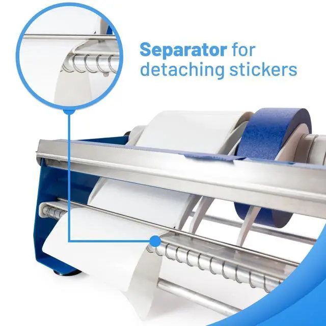 Alt view image 5 of 7 - 18" Manual Label and Tape Dispenser, 2" and Up Core Size, Adjustable Roll Width - Tabletop & Wall-Mounted Multi Roll Holder - Industrial Grade Steel Construction