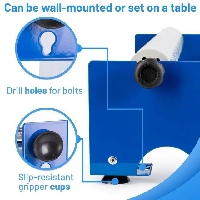 Alt view image 6 of 7 - 18" Manual Label and Tape Dispenser, 2" and Up Core Size, Adjustable Roll Width - Tabletop & Wall-Mounted Multi Roll Holder - Industrial Grade Steel Construction