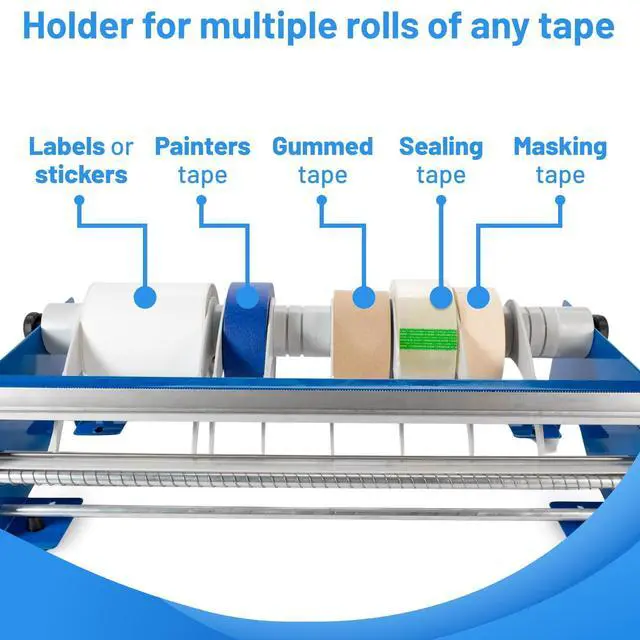 Alt view image 7 of 7 - 18" Manual Label and Tape Dispenser, 2" and Up Core Size, Adjustable Roll Width - Tabletop & Wall-Mounted Multi Roll Holder - Industrial Grade Steel Construction
