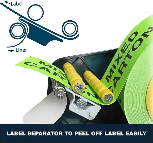 Alt view image 3 of 7 - MDJ by Excell Manual Label Sticker Dispenser with 4 Suction Cups Base for Tabletop, Adjustable Holder for Multiple Rolls for Office, Home, School, Warehouse, Easy Peel Off, Fits up to 3" Wide Labels