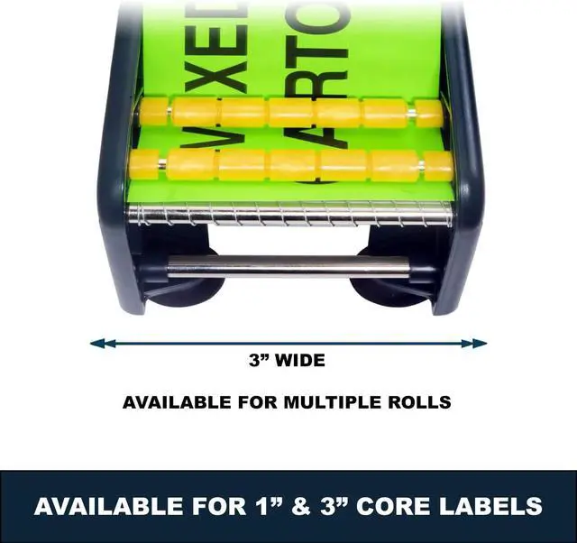 Alt view image 4 of 7 - MDJ by Excell Manual Label Sticker Dispenser with 4 Suction Cups Base for Tabletop, Adjustable Holder for Multiple Rolls for Office, Home, School, Warehouse, Easy Peel Off, Fits up to 3" Wide Labels