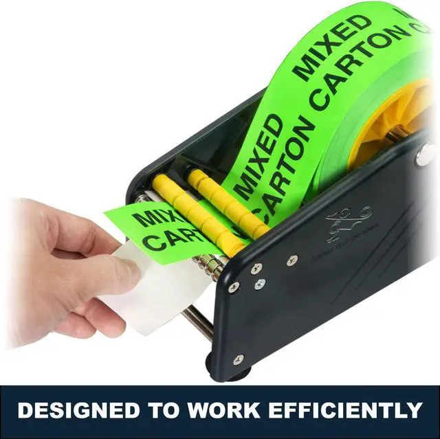 Alt view image 5 of 7 - MDJ by Excell Manual Label Sticker Dispenser with 4 Suction Cups Base for Tabletop, Adjustable Holder for Multiple Rolls for Office, Home, School, Warehouse, Easy Peel Off, Fits up to 3" Wide Labels