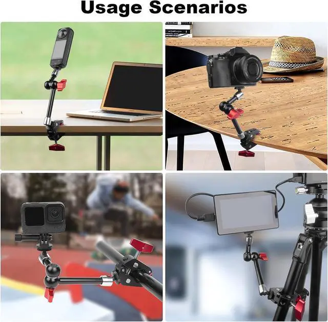 Alt view image 6 of 7 - 9" Articulating Magic Arm with Super Clamp, Magic Arm Camera Mount with Crab Clamp, Desk & Tube Camera Arm Friction Arm for DSLR Action Camera Monitor Video Light, Max. Load 5.5lbs (SY008)