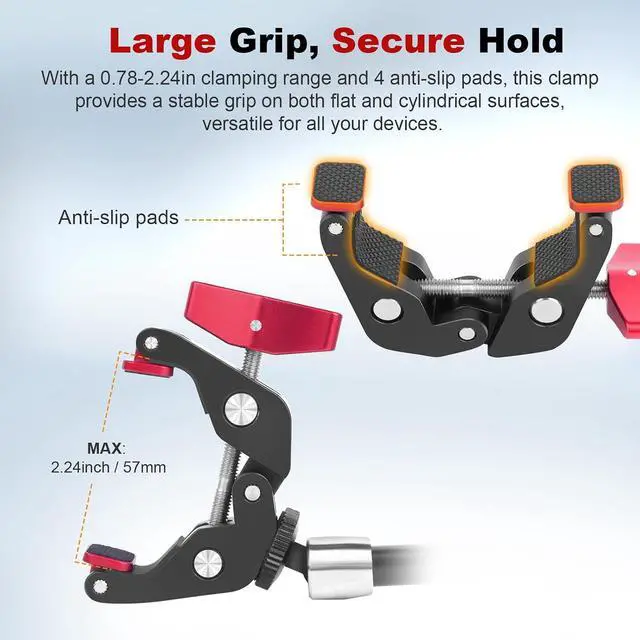 Alt view image 7 of 7 - 9" Articulating Magic Arm with Super Clamp, Magic Arm Camera Mount with Crab Clamp, Desk & Tube Camera Arm Friction Arm for DSLR Action Camera Monitor Video Light, Max. Load 5.5lbs (SY008)
