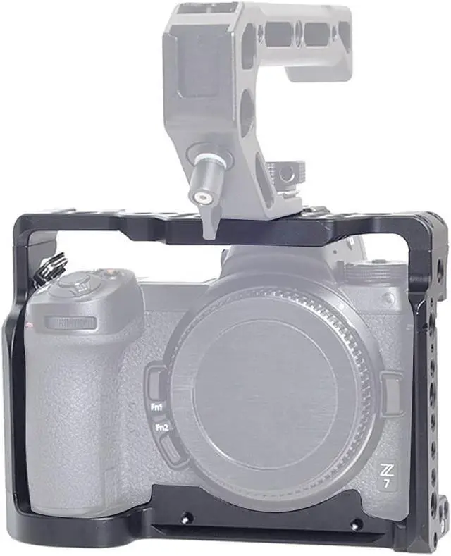 Alt view image 6 of 7 - Camera Cage Video Filmmaking Stabilizer Rig Aluminium Alloy Extension Frame with Cold Shoe and 1/4" 3/8" Screw Mouting for Nikon Z5/Z6/Z7/Z6II/Z7II Camera